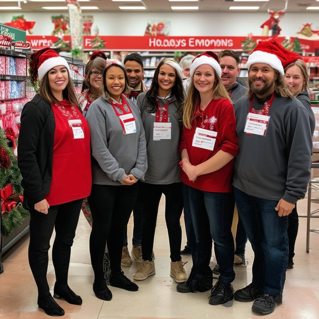 a group of employees hired for the holidays at a retail store-4